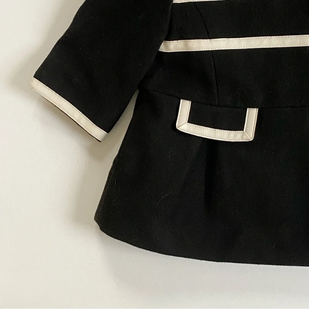 Janie and Jack Jacket Size 3 6 Months Black Winter Formal Dressy White Bows EUC